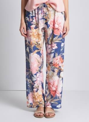 Pantalon drept talie elastică mărime normală albastru DERHY femeie