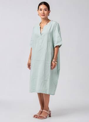 Rochie midi țesătură crep mâneci scurte verde CECIL femeie