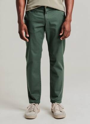 Pantalon chino țesătură poplin mărime normală verde FAGUO bărbat