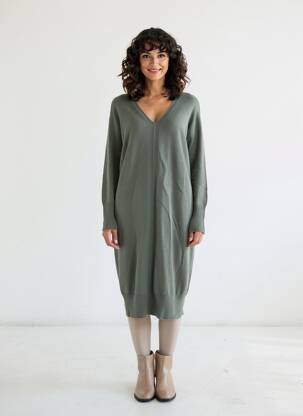 Rochie pulover guler în v mâneci lungi verde LA FEE MARABOUTEE femeie