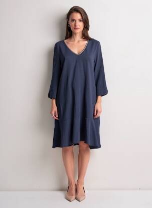 Rochie midi mâneci 3/4 mâneci 3/4 albastru BY MEG femeie