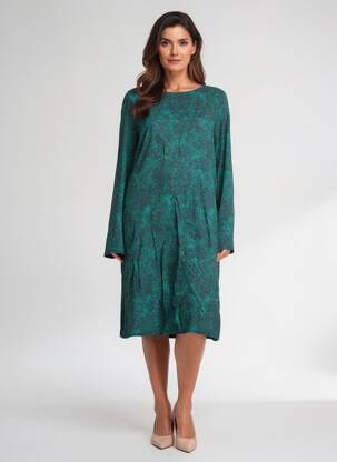 Rochie midi imprimeu floral mâneci lungi verde LA FEE MARABOUTEE femeie