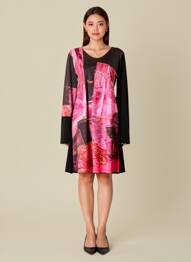 Rochie midi imprimeu floral mâneci lungi roz VOLT DESIGN femeie