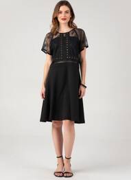 Rochie midi mâneci scurte mâneci scurte negru SCHOOL RAG femeie