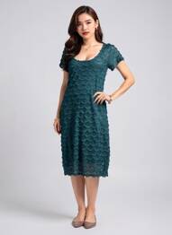 Rochie midi mâneci scurte mâneci scurte verde EGERIE femeie