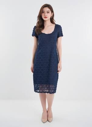 Rochie midi mâneci scurte mâneci scurte albastru EGERIE femeie