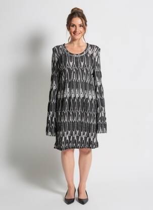 Rochie midi mâneci lungi mâneci lungi negru LO! LES FILLES femeie