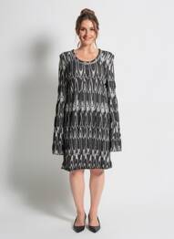 Rochie midi mâneci lungi mâneci lungi negru LO! LES FILLES femeie