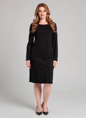 Rochie midi mâneci lungi mâneci lungi negru LEO GUY femeie