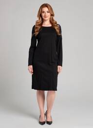 Rochie midi mâneci lungi mâneci lungi negru LEO GUY femeie