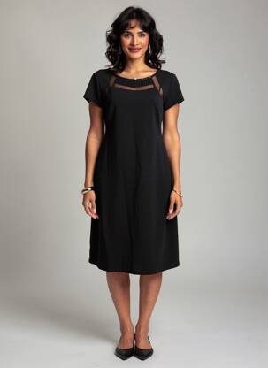Rochie midi mâneci scurte mâneci scurte negru LEO GUY femeie