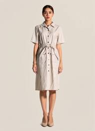 Rochie midi mâneci scurte mâneci scurte bej RINO & PELLE femeie