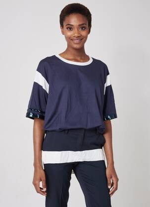 Tricou elasticitate mâneci scurte albastru MARINA V femeie