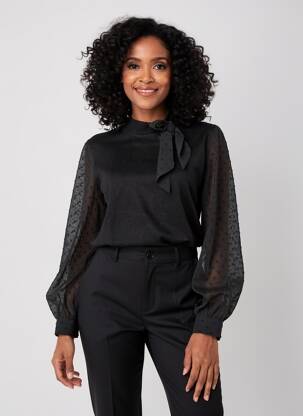 Pulover elasticitate mâneci lungi negru LEO & UGO femeie