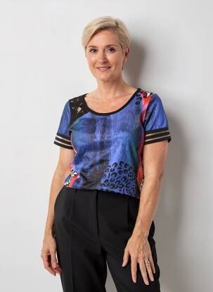 Tricou elasticitate mâneci scurte albastru FILIPINE LAHOYA femeie