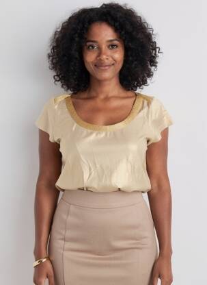 Tricou elasticitate mâneci scurte auriu LO! LES FILLES femeie
