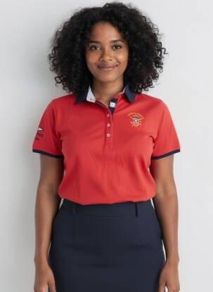 Polo broderie mâneci scurte roșu ARISTOW femeie