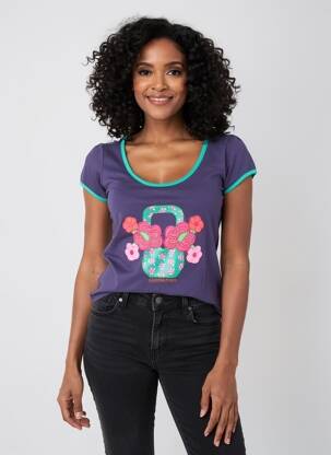 Tricou serigrafie cu strasuri mâneci scurte violet ROSALITA MC GEE femeie