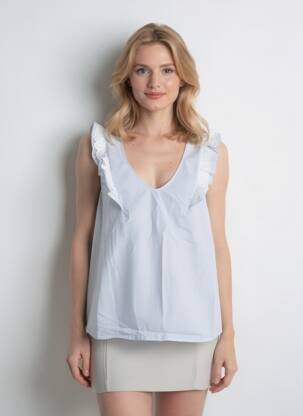 Bluză țesătură poplin fără mâneci gri JANE WOOD femeie