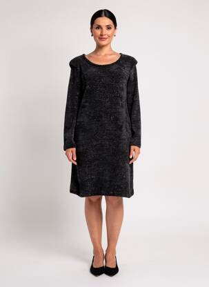 Rochie midi mâneci lungi mâneci lungi negru LO! LES FILLES femeie