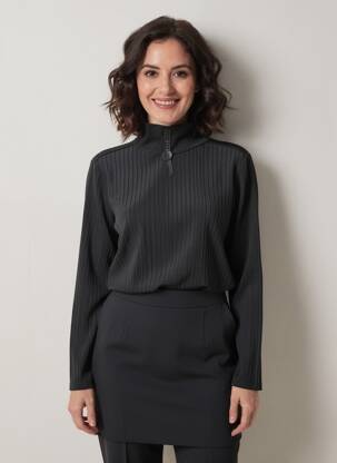 Top elasticitate mâneci lungi negru LO! LES FILLES femeie