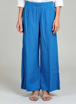 Pantalon larg țesătură crep mărime normală albastru SEAFOLLY femeie
