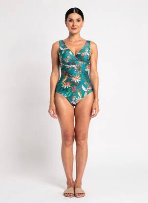 Costum de baie dintr-o singură piesă imprimeu fantezie top sutien modelat verde LAGON BLEU femeie