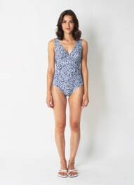 Costum de baie dintr-o singură piesă imprimeu fantezie albastru LAGON BLEU femme
