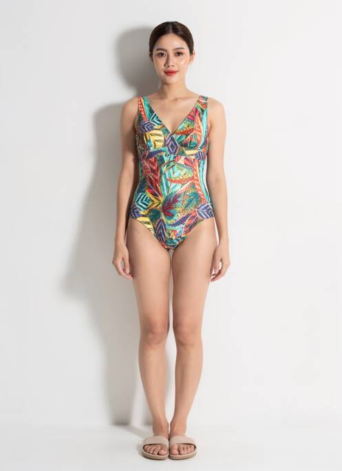 Costum de baie dintr-o singură piesă imprimeu fantezie top sutien modelat verde LAGON BLEU femme