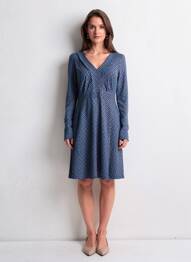 Rochie scurtă croială evazată mâneci lungi albastru SURKANA femeie