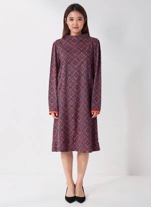 Rochie midi imprimeu fantezie mâneci lungi negru BLUTSGESCHWISTER femeie