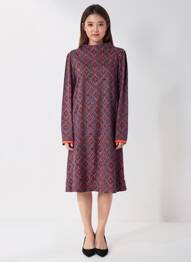 Rochie midi imprimeu fantezie mâneci lungi negru BLUTSGESCHWISTER femme