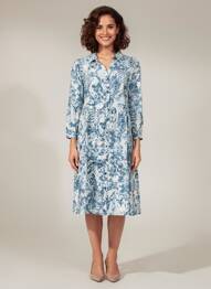 Rochie midi imprimeu fantezie mâneci lungi albastru STREET ONE femeie