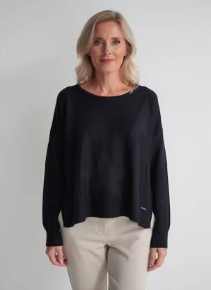 Pulover guler rotund mâneci lungi negru AGATHE & LOUISE femeie