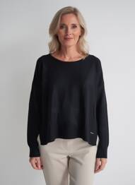Pulover guler rotund mâneci lungi negru AGATHE & LOUISE femme