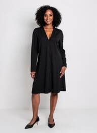 Rochie midi mâneci lungi mâneci lungi negru SURKANA femeie