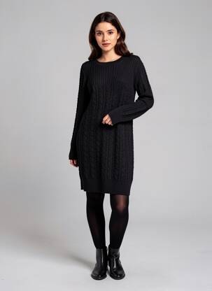 Rochie pulover elasticitate mâneci lungi negru FREEMAN T.PORTER femeie