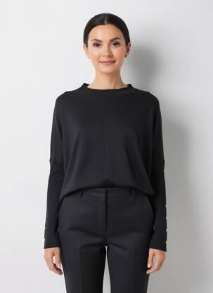 Pulover elasticitate mâneci lungi negru RINO & PELLE femeie