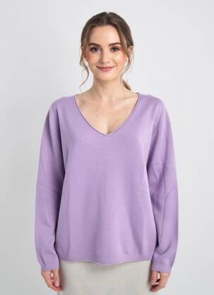 Pulover guler în v mâneci lungi violet L'ATELIER D'ANNA femeie