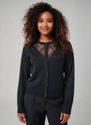 Vestă cu mâneci lungi guler rotund negru FREEMAN T.PORTER femeie