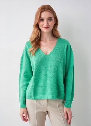 Pulover guler în v mâneci lungi verde FREEMAN T.PORTER femeie