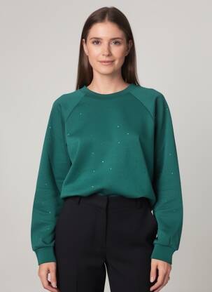 Hanorac elasticitate mâneci lungi verde ICHI femeie