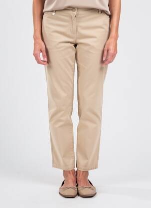 Pantalon slim țesătură poplin mărime normală bej AGATHE & LOUISE femeie