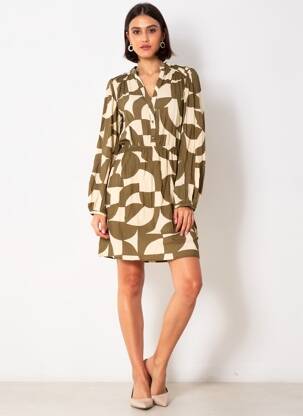 Rochie scurtă mâneci lungi mâneci lungi verde GRACE & MILA femeie