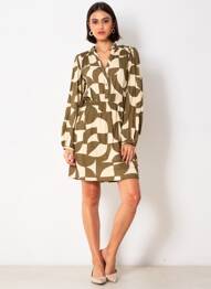 Rochie scurtă mâneci lungi mâneci lungi verde GRACE & MILA femeie