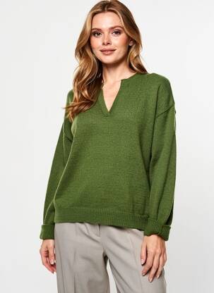 Pulover croială dreaptă mâneci lungi verde LOLA ESPELETA femeie