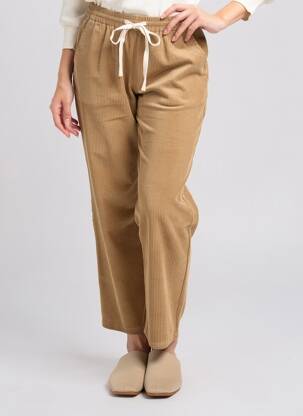 Pantalon drept talie elastică mărime normală maro GRACE & MILA femeie