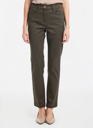 Pantalon slim țesătură poplin mărime normală verde STARK femeie