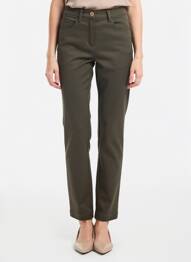 Pantalon slim țesătură poplin mărime normală verde STARK femme