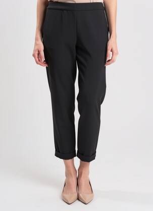 Pantalon 7/8 elasticitate mărime normală negru QUATRE VINGT JOURS femeie